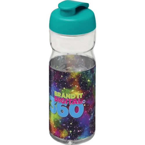 650ml Base Sports Bottles with Flip lid in Transparent/Aqua from total Merchandise