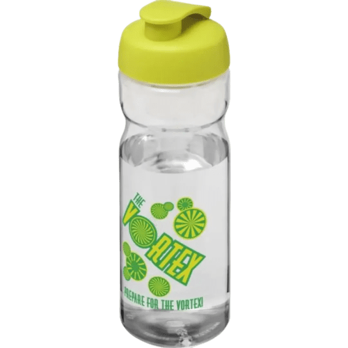 650ml Base Sports Bottles with Flip lid in Transparent/Lime from Total Merchandise