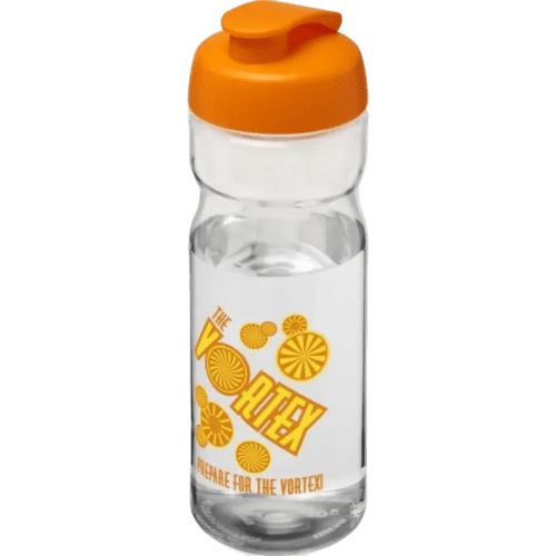 650ml Base Sports Bottles with Flip lid in Transparent/Orange from total Merchandise