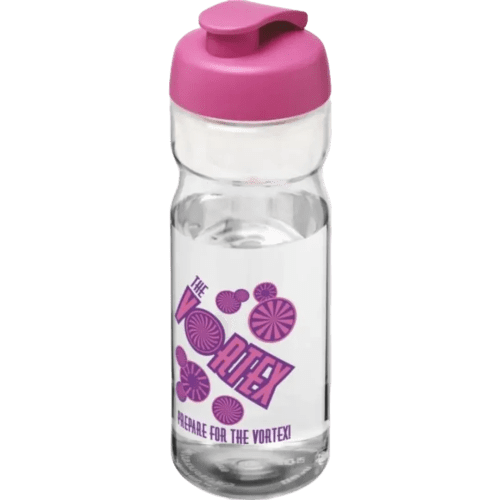 650ml Base Sports Bottles with Flip lid in Transparent/Pink from Total Merchandise