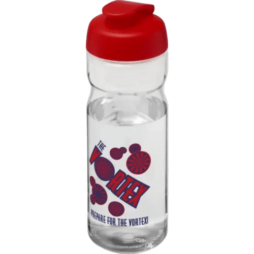 650ml Base Sports Bottles with Flip lid in Transparent/Red from total Merchandise