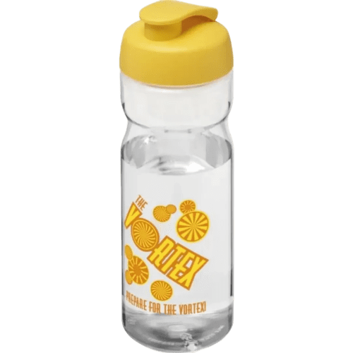 650ml Base Sports Bottles with Flip lid in Transparent/Yellow from Total Merchandise