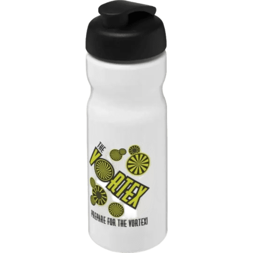 650ml Base Sports Bottles with Flip lid in White/Black from total Merchandise