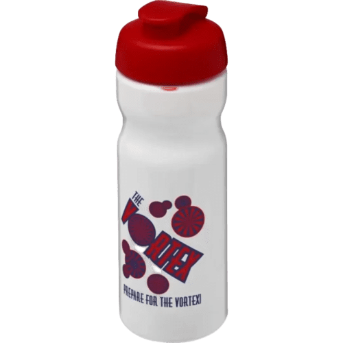 650ml Base Sports Bottles with Flip lid in White/Red from total Merchandise