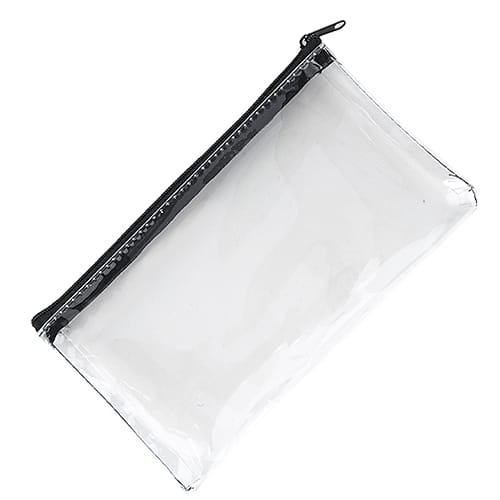 Promotional Clear Pencil Cases in with Black Trim from Total Merchandise