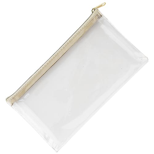 Branded Clear Pencil Cases in with Gold Trim from Total Merchandise