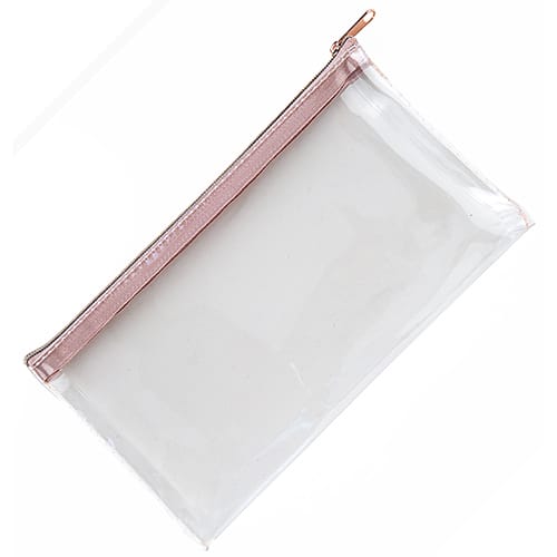 Promotional Clear Pencil Cases in with Rose Gold Trim from Total Merchandise