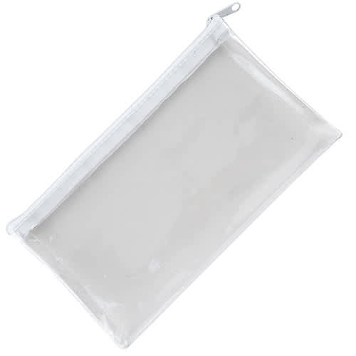 Branded Clear Pencil Cases in with White Trim from Total Merchandise