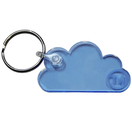 Acrylic Cloud Shape Keyrings in Live Edge Blue