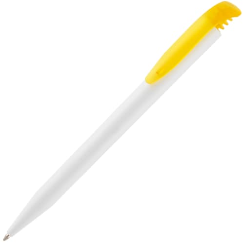 Promotional Harrier Nouveau Ballpens in White/Yellow from Total Merchandise