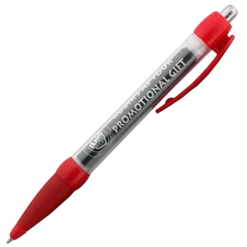 Branded Message Banner Ballpens in Red with Pull Out Banner from Total Merchandise