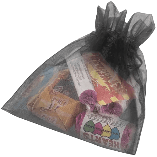 Large Organza Bags with Retro Sweets in Black
