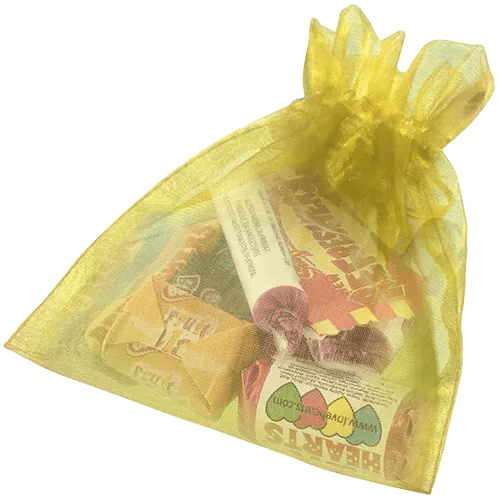 Large Organza Bags with Retro Sweets in Gold