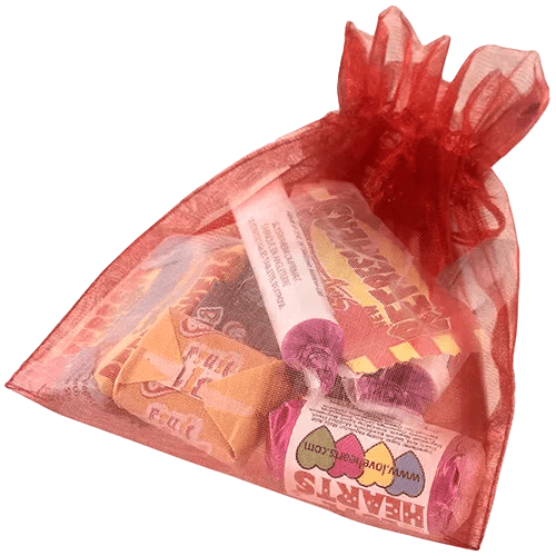 Large Organza Bags with Retro Sweets in Red