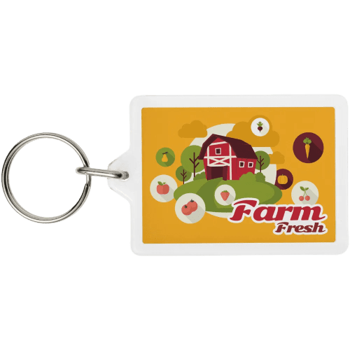 Branded Plastic Rectangular Keyrings full colour logo printed from Total Merchandise Merchandise