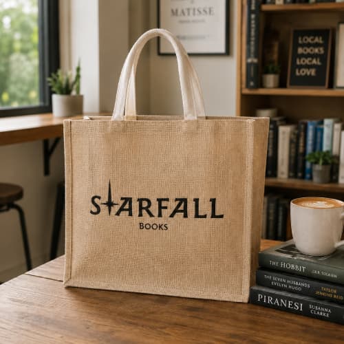 Lifestyle image of the Medium Jute Bag For Life by Total Merchandise