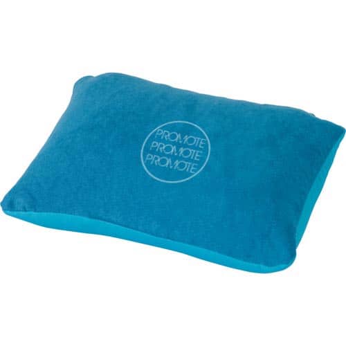 Logo branded 2 in 1 Travel Pillows in light blue available from Total Merchandise