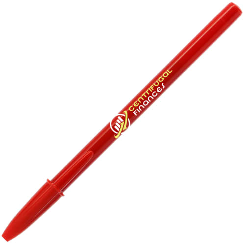 Promotional BiC Style Ballpens in Opaque Red with Printed Logo from Total Merchandise