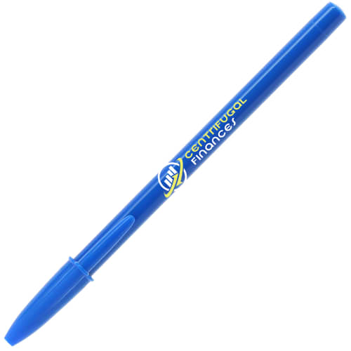 Branded BiC Style Ballpens in Opaque Blue with Printed Logo from Total Merchandise