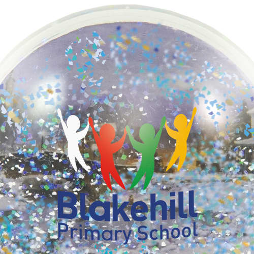 Promotional snow globe gifts with school logos and festive glitter from Total Merchandise