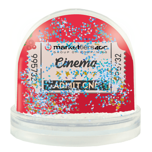 Corporate branded snow globes with your artwork printed on both sides by Total Merchandise