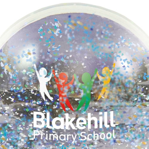 Promotional snow globe gifts with school logos and festive glitter from Total Merchandise