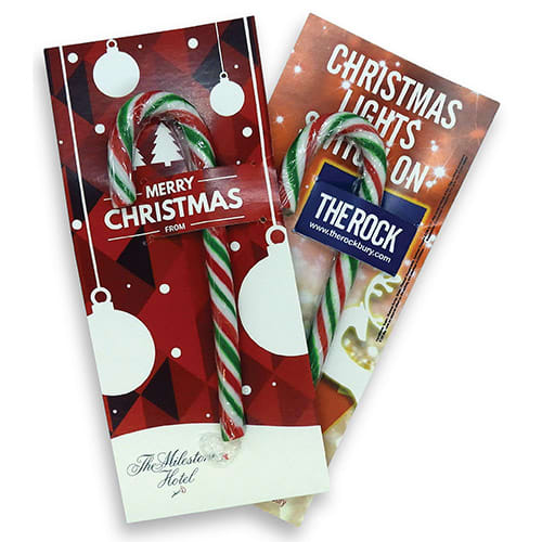 Company Printed Candy Cane Cards for Christmas Promotions