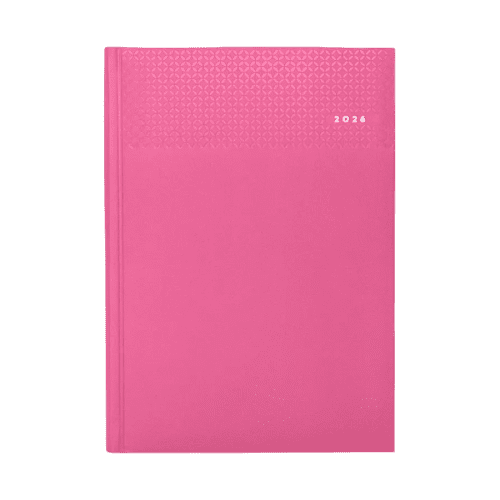 Branded A5 Matra Daily Diaries in Pink are foil blocked by Total Merchandise.