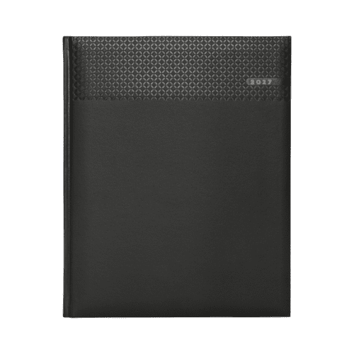 Promotional Quarto Matra Weekly Diary in Black is branded by Total Merchandise.