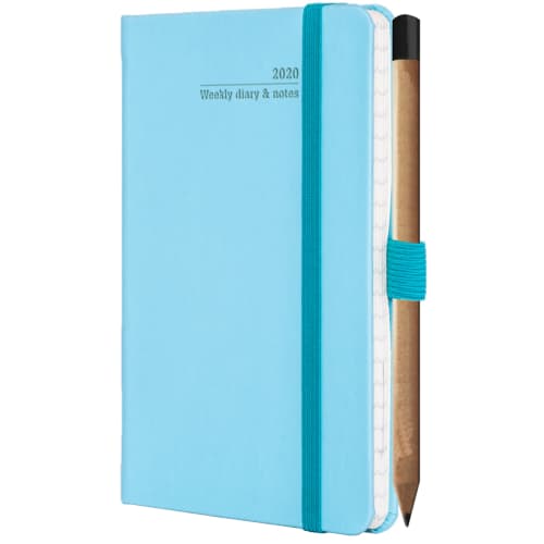 Promotional Ivory Tucson Pocket Weekly Diary with Pencil in Blue Curacao