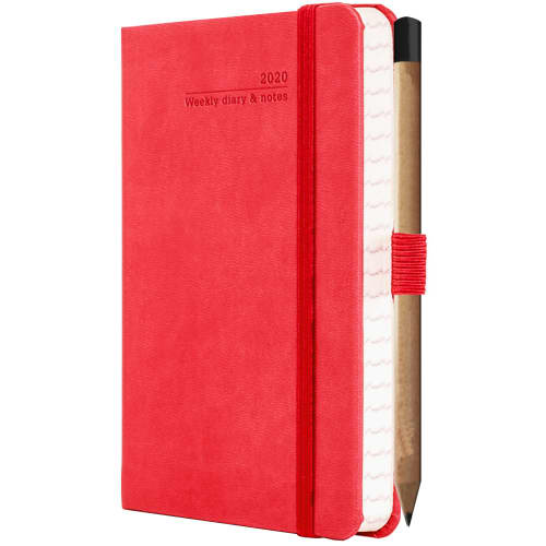 Custom embossed weekly view diary for council giveaways Coral Red