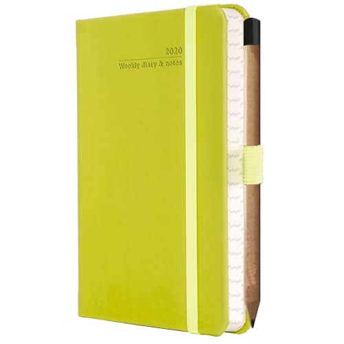 Ivory Tucson Pocket Weekly Diary with Pencil in Neon Green