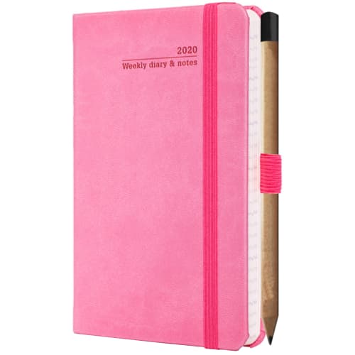 Ivory Tucson Pocket Weekly Diary with Pencil in Pink