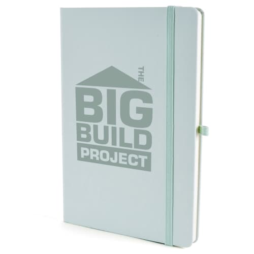 Branded A5 Soft Touch PU Notebooks in pastel green available from Total Merchandise
