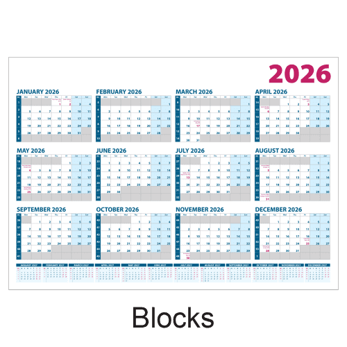 Custom branded A3 Wall Planners with a design from Total Merchandise