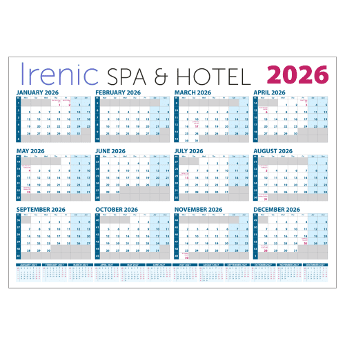 Promotional A3 Wall Planners with blocks layout from Total Merchandise