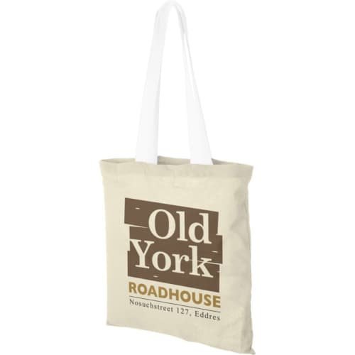 Coloured Handle Cotton Tote Bags in Natural/White