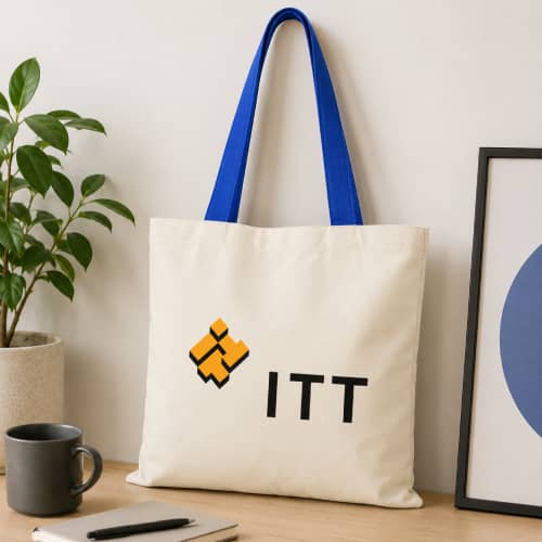 Lifestyle image of the Coloured Handle Cotton Tote Bags by Total Merchandise