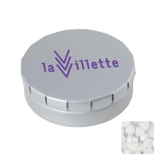 Promotional printed Mint Tins in light grey colour from Total Merchandise