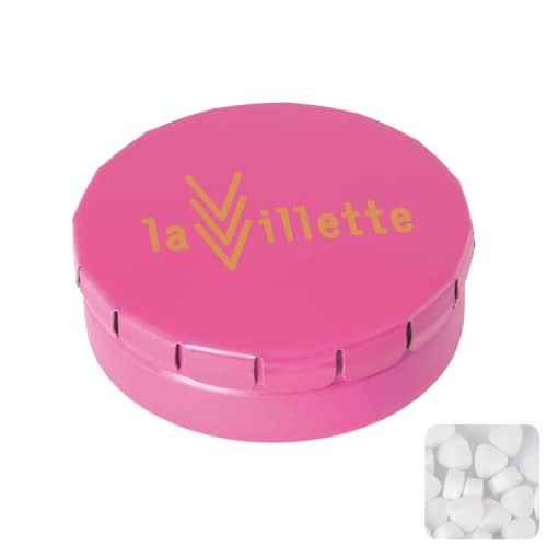 Promotional printed Mint Tins in pink colour from Total Merchandise