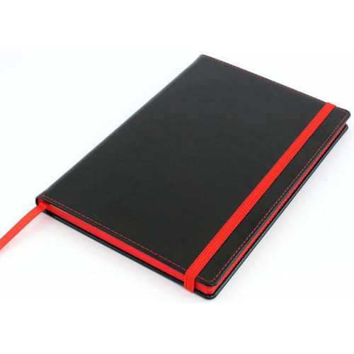 A5 Colour Contrast PU Notebooks in Black/Red