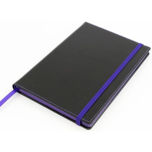 A5 Colour Contrast PU Notebooks in Black/Purple