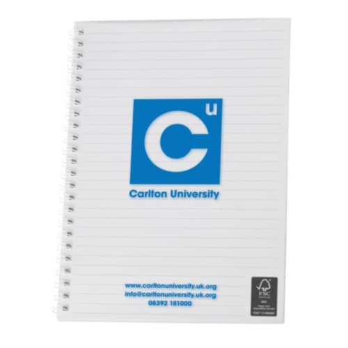 A5 Polypropylene Spiral Bound Notebooks in Frosted Clear/White from Total Merchandise