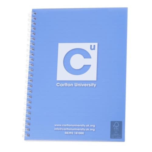 A5 Polypropylene Spiral Bound Notebooks in Frosted Blue/White from Total Merchandise