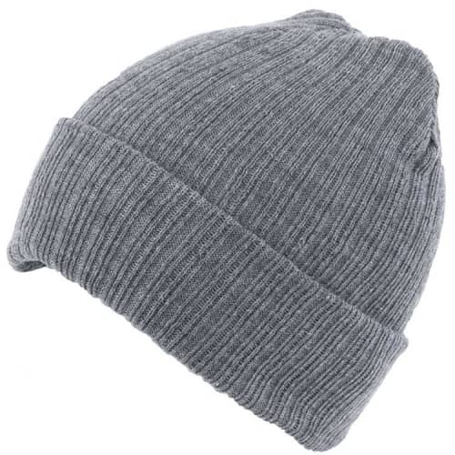 Ribbed Knitted Beanies in Light Grey Embroidered with Your Logo from Total Merchandise