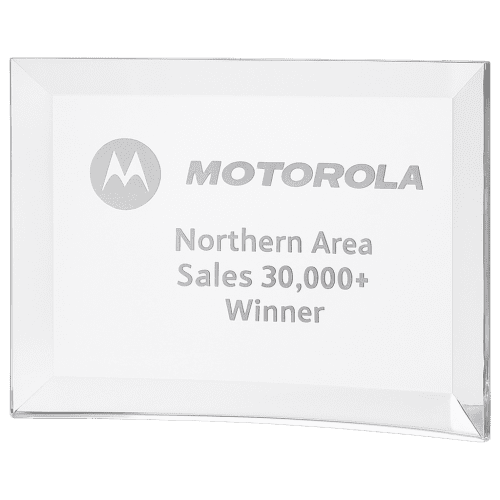 Personalised Jade Glass Bevelled Crescent Awards for Corporate Gifts