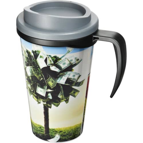 UK Branded Brite Americano Grande Travel Mugs Printed with a Full Colour Design by Total Merchandise