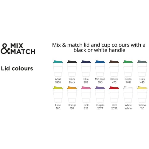 Lid Colour Options for UK Printed Brite Americano Grande Thermal Mugs from Total Merchandise