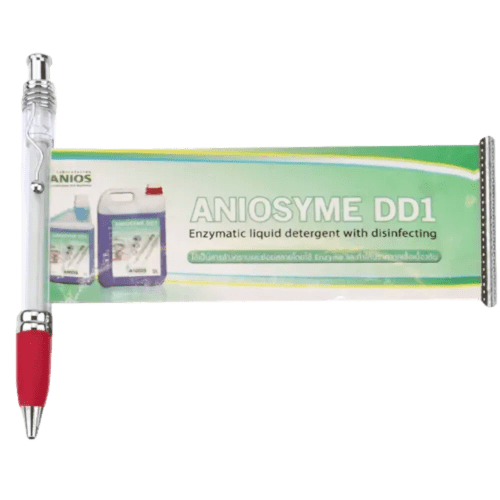 Corporate Branded Curly Clip Banner Pens in Clear/Red Printed with a Message by Total Merchandise