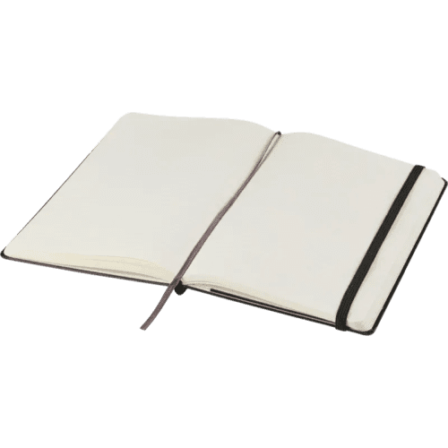Promotional large moleskine notebook with ruled pages and thread binding from Total Merchandise